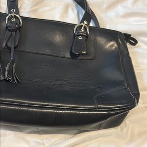 Vintage Coach Black Leather Tote Bag